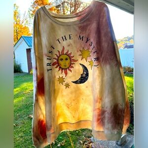 Tie-dye sweatshirt with astronomy celestial pattern. 1/2 price if buying 2 items